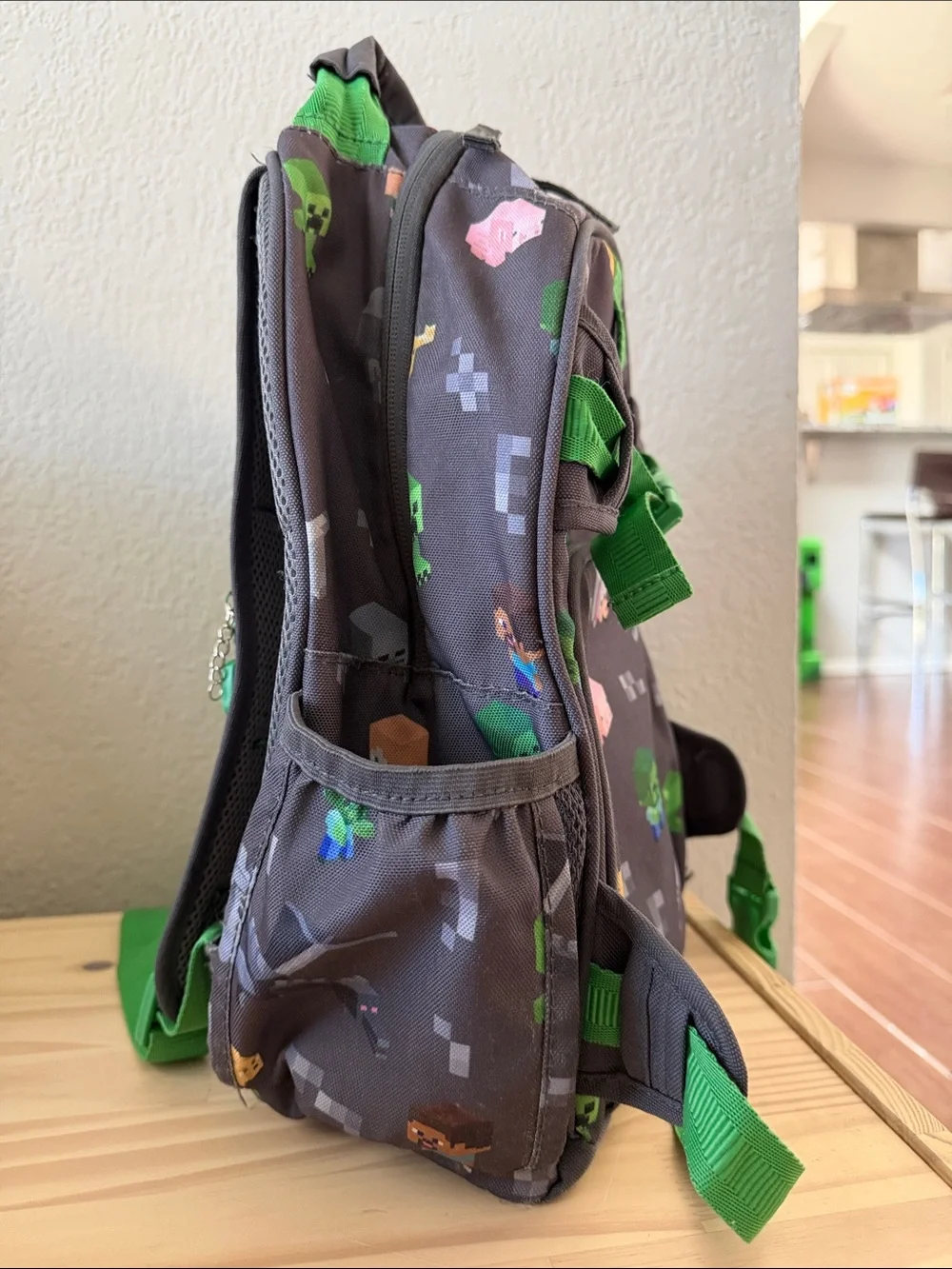 Minecraft Pottery Barn kids Gray & Green Backpack Set with Lunch Bag and Bottle
